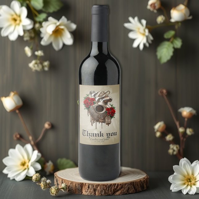 Steampunk Passion, das mechanische Herz der Liebe. Weinetikett (Von Creator hochgeladen)