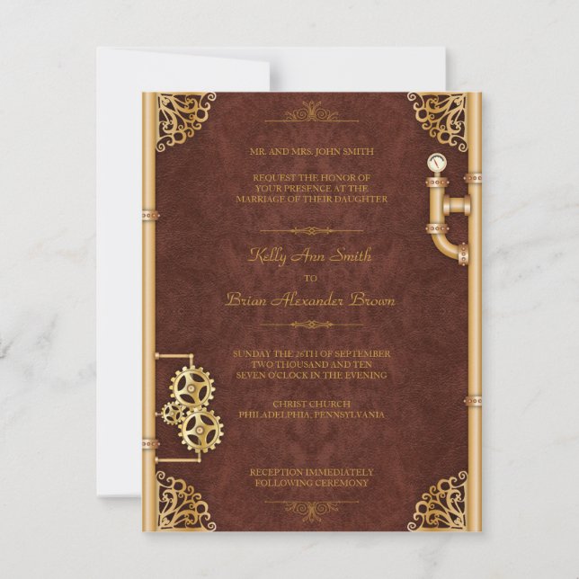 Steampunk Petite Invitation Rectangulaire (Devant)