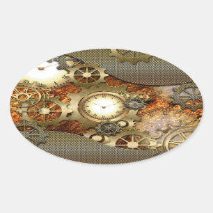 Steampunk, phantastisches Steampunkdesign Ovaler Aufkleber