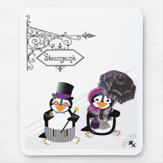 Steampunk Pinguin Mousepad (Vorne)