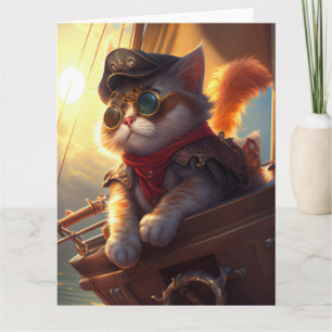 Steampunk Pirate Cat Karte