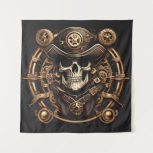 Steampunk Pirate Skull Tapestry Wandteppich