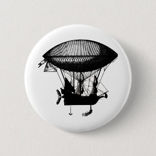 Steampunk Piratenluftschiff Button