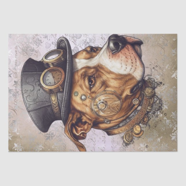Steampunk Pitbull Dog Seidenpapier (Vorderseite)