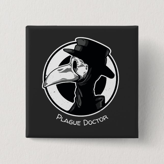 Steampunk Plague Doctor Bird Mask B/W Button (Vorderseite)