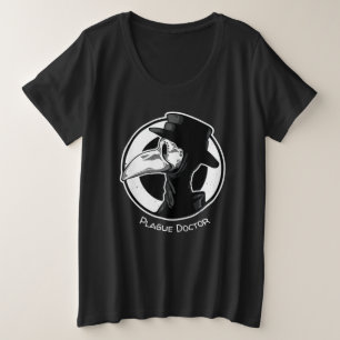 Steampunk Plague Doctor Bird Mask B/W Große Größe T-Shirt