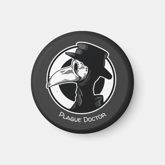 Steampunk Plague Doctor Bird Mask B/W Magnet (Vorne)