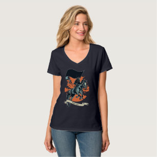 Steampunk Plague Rider Doctor on Horseback w/Flag T-Shirt