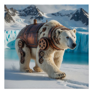 Steampunk Polar Bear Warrior Poster