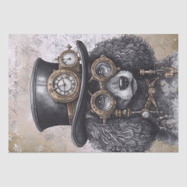 Steampunk Poodle Dog Seidenpapier (Vorderseite)