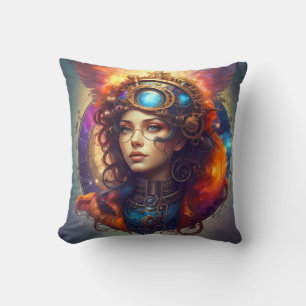 Steampunk-Portrait eines Mädchens Kissen