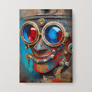 Steampunk-Porträt des Blechmanns Button