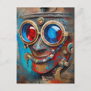 Steampunk-Porträt des Blechmanns Postkarte