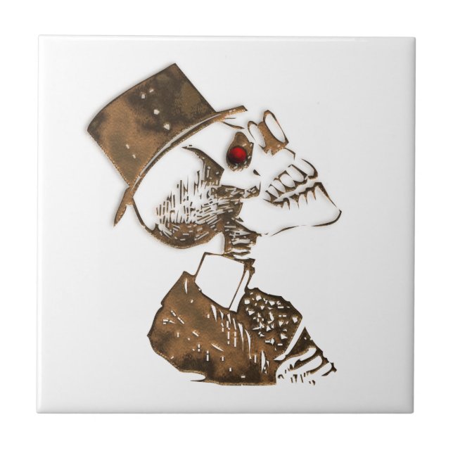 Steampunk Preacher Skeleton Fliese (Vorderseite)
