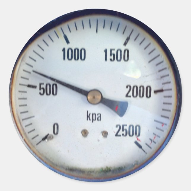 Steampunk Pressure Gauge Runder Aufkleber (Vorderseite)