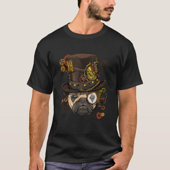 Steampunk Pug Dog Steampunk Pug Lovers  T-Shirt (Vorderseite)
