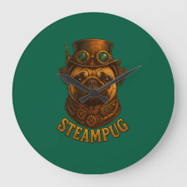 Steampunk Pug Wall Clock - vintage "Steampug" Große Wanduhr