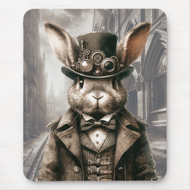 Steampunk Rabbit in London Mousepad (Vorne)