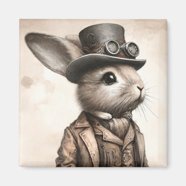 Steampunk Rabbit Magnet (Vorne)