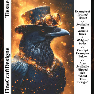 Steampunk Rabe Krähe, Feuer Glut DF4R Decoupage Seidenpapier