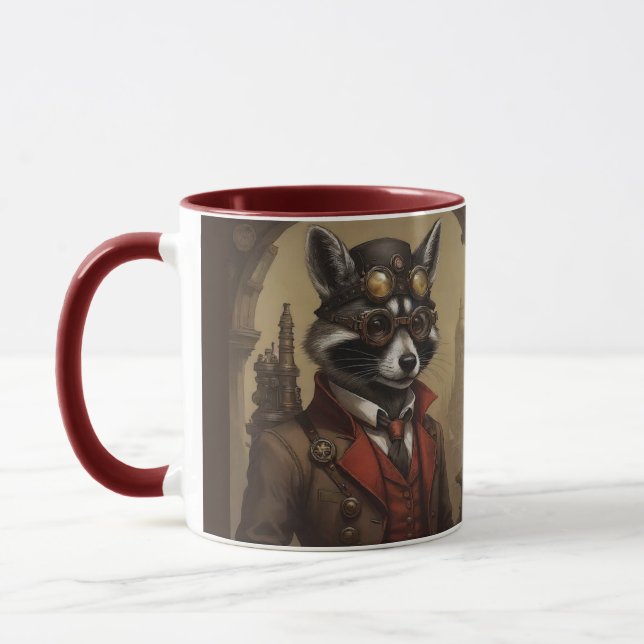 Steampunk Raccoon Artistic Portrait Tasse (Links)