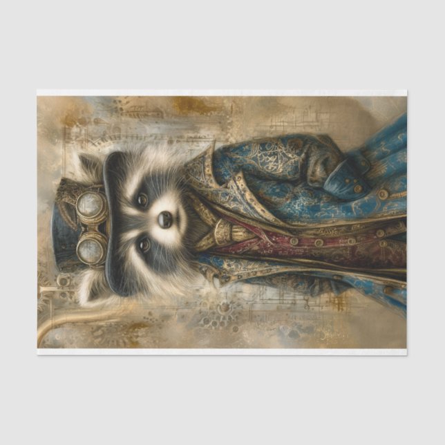 Steampunk-Raccoon in Coat-Portrait DS4R-Decoupage Seidenpapier (Vorderseite)