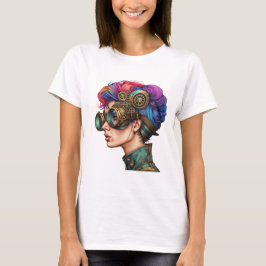 Steampunk Rainbow Hair Portrait T-Shirt