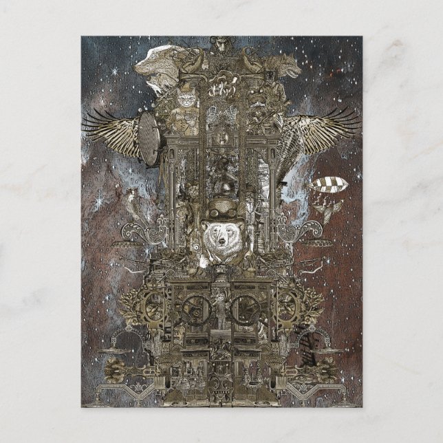 Steampunk-Raumfahrt Postkarte (Vorderseite)
