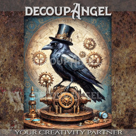 Steampunk Raven Decoupage Seidenpapier