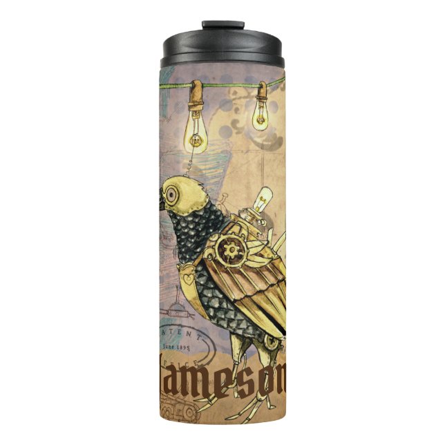 Steampunk Raven Personalisiert Thermosbecher (Vorderseite)