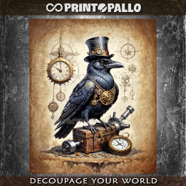 Steampunk Raven with top hat and watches Seidenpapier