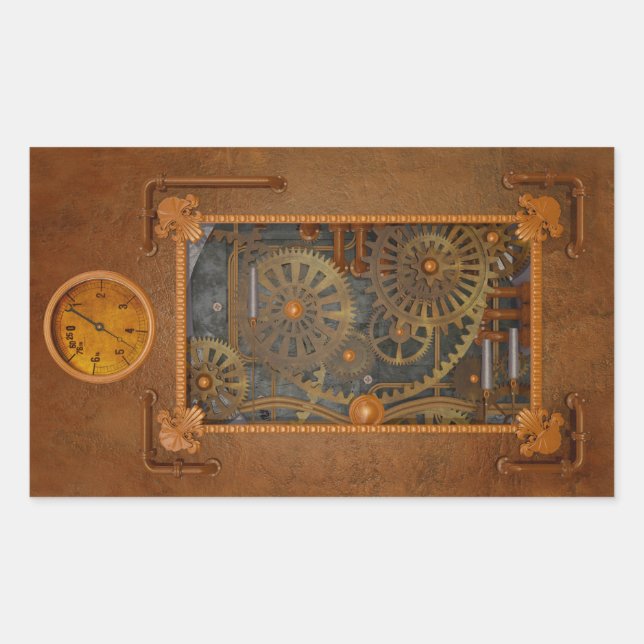 Steampunk Rechteckiger Aufkleber (Vorderseite)