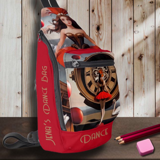 Steampunk Red Watercolor Ballerina Sling Bag (Von Creator hochgeladen)