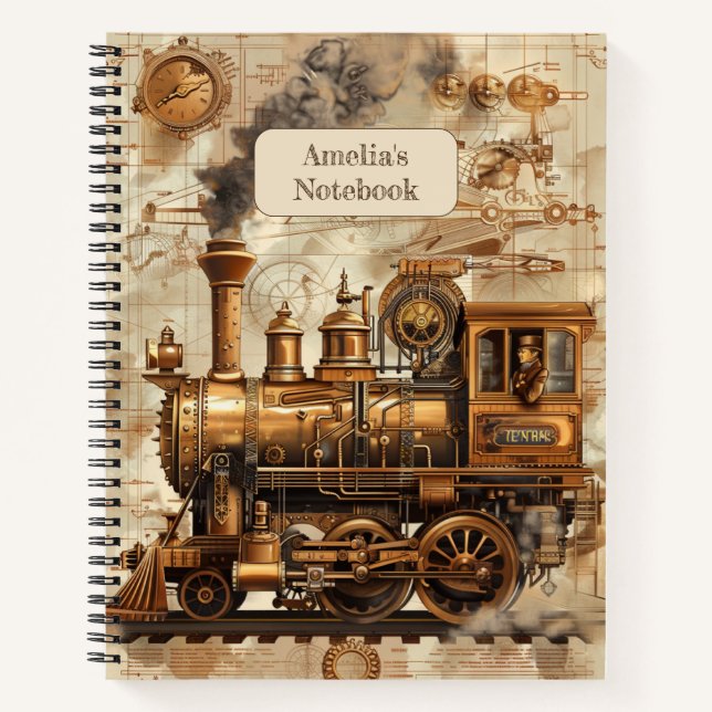 Steampunk-Retro-Notebook Notizbuch (Vorderseite)