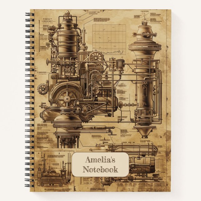 Steampunk Retro Notizbuch (Vorderseite)