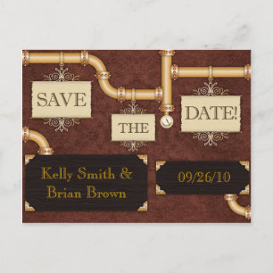 Steampunk-Rett-The-Date-Postkarte Ankündigungspostkarte