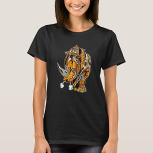 Steampunk Rhino Maschine Cogwheel Rhinoceros Gothi T-Shirt