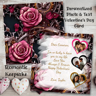 Steampunk-Rose Valentinstag-Fotovorlage Karte