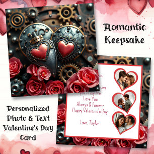 Steampunk-Rose Valentinstag Fotovorlage Karte