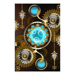 Steampunk-Rostiger Hintergrund mit Türkisgläsern Fotodruck