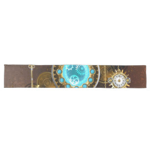 Steampunk-Rostiger Hintergrund mit Türkisgläsern Großer Tischläufer