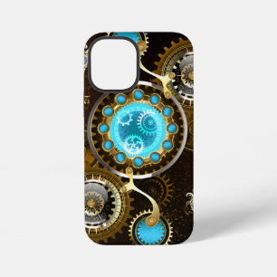 Steampunk-Rostiger Hintergrund mit Türkisgläsern iPhone 12 Mini Hülle