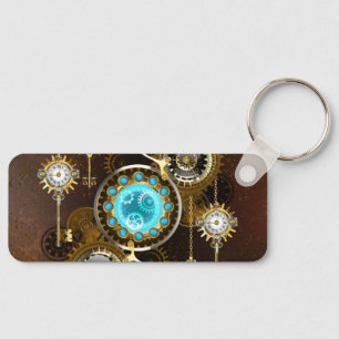 Steampunk-Rostiger Hintergrund mit Türkisgläsern Schlüsselanhänger