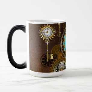 Steampunk-Rostiger Hintergrund mit Türkisgläsern Verwandlungstasse