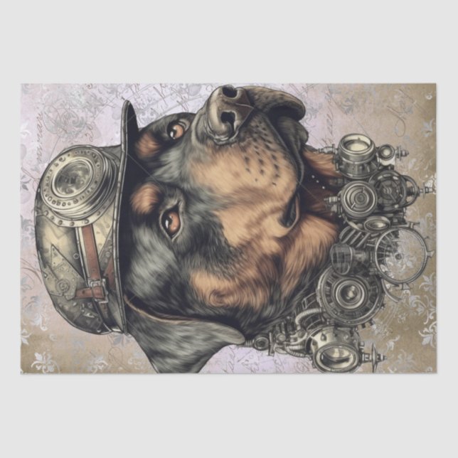 Steampunk Rottweiler Dog Seidenpapier (Vorderseite)