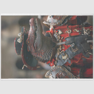 Steampunk Royal Red Black Alligator Decouapage Seidenpapier