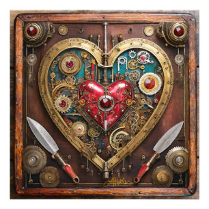Steampunk Rubine und Dolche Krieger Valentinstag Fotodruck