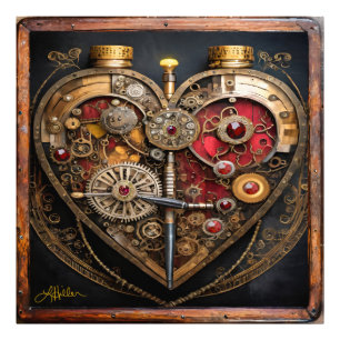 Steampunk Rubine Und Zahnräder Dunkles Herz Fotodruck