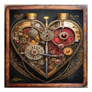 Steampunk Rubine Und Zahnräder Dunkles Herz Fotodruck