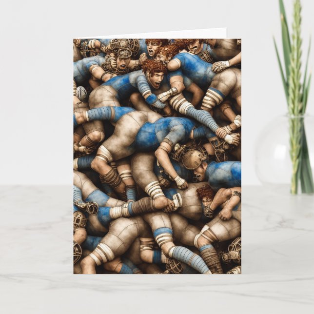 Steampunk Rugby - Carte de voeux Rugby (Devant)